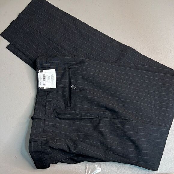 Wall Street Wool Blend dark gray pinstripe Dress Pants 33/38 NWT - Picture 1 of 8